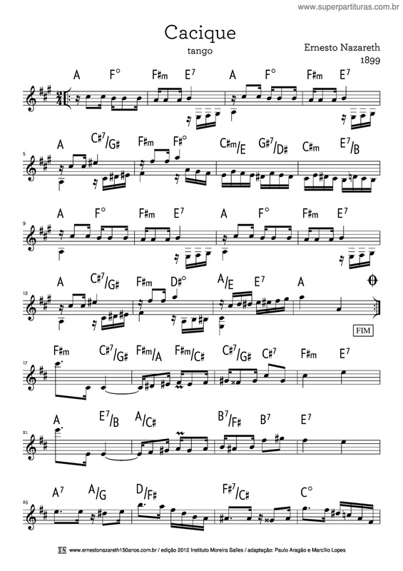 Partitura da música Cacique