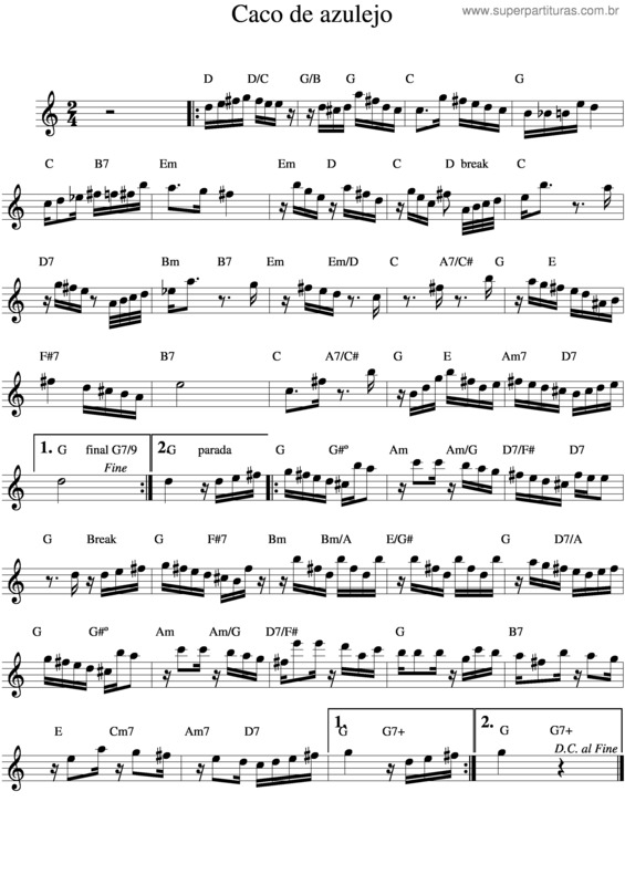 Partitura da música Caco De Azulejo