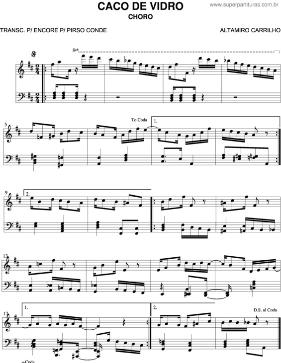 Partitura da música Caco De Vidro