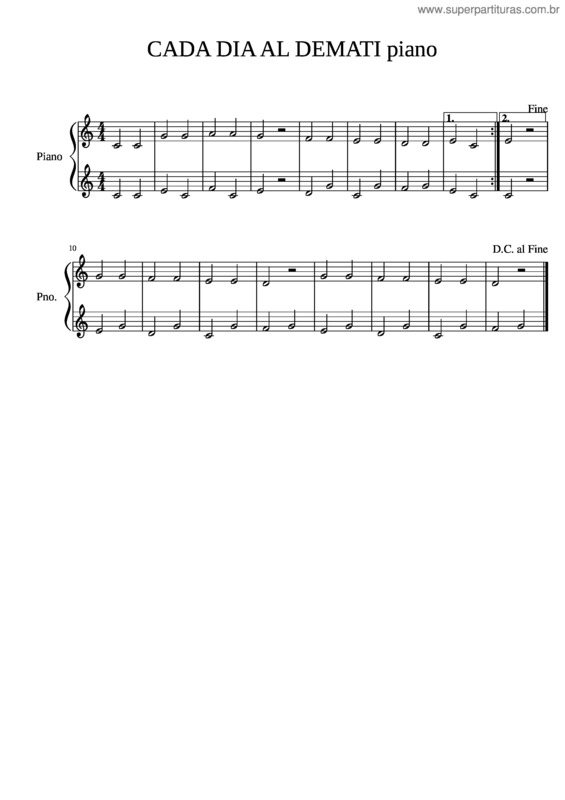 Partitura da música Cada Dia Al Demati  2 Flautes