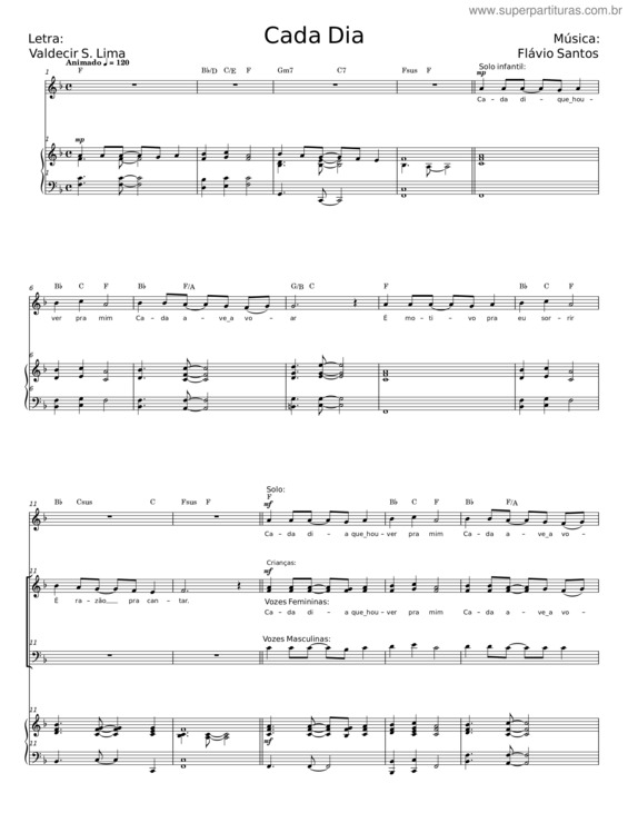 Partitura da música Cada Dia v.9
