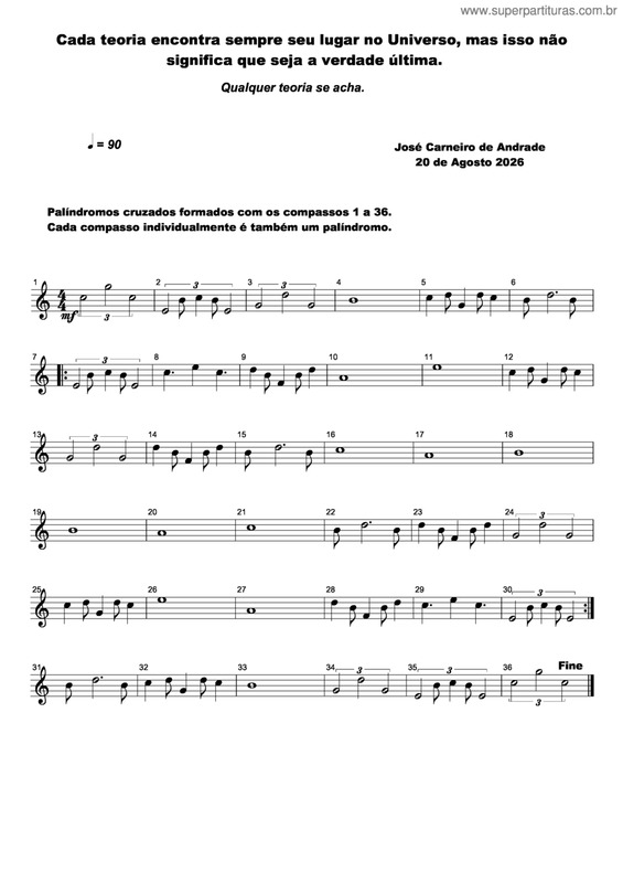 Partitura da música Cada Teoria Encontra Sempre Seu Lugar No Universo, Mas Isso Não Significa Que Seja A Verdade Última