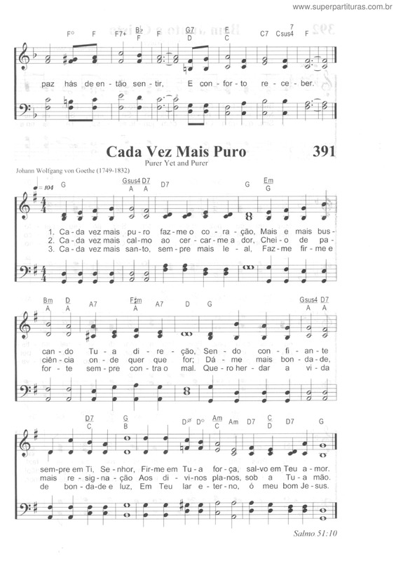 Partitura da música Cada Vez Mais Puro