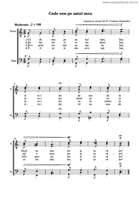 Partitura da música Cade Nea Pe Satul Meu