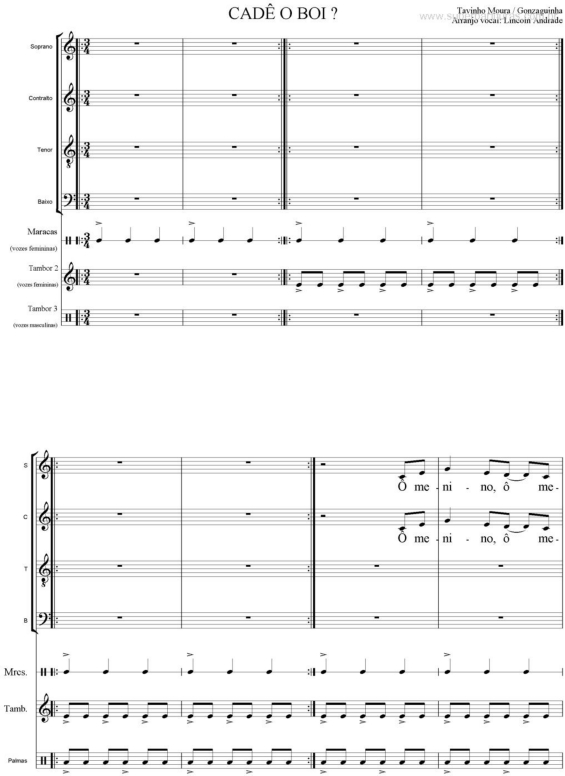 Partitura da música Cadê o Boi