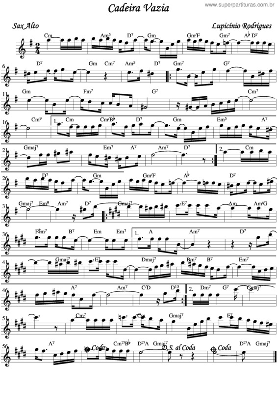 Partitura da música Cadeira Vazia