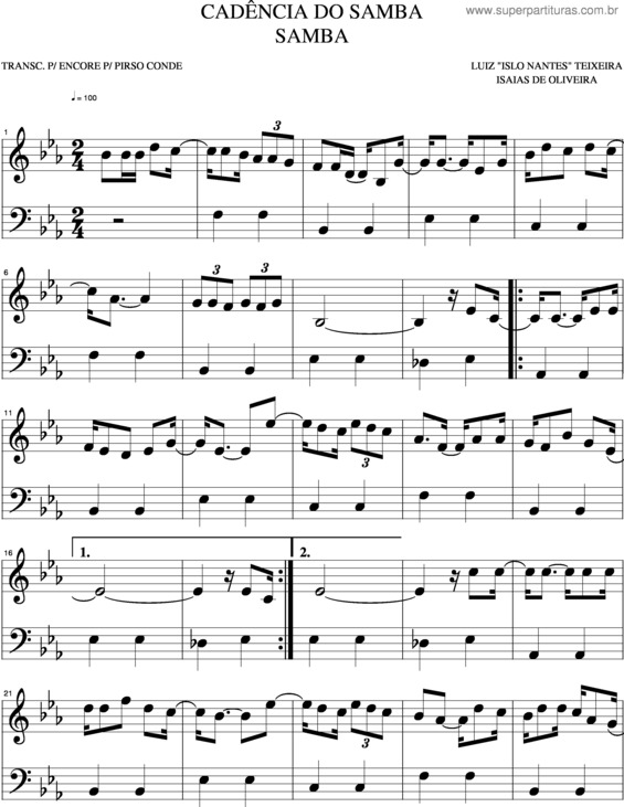 Partitura da música Cadência Do Samba v.5