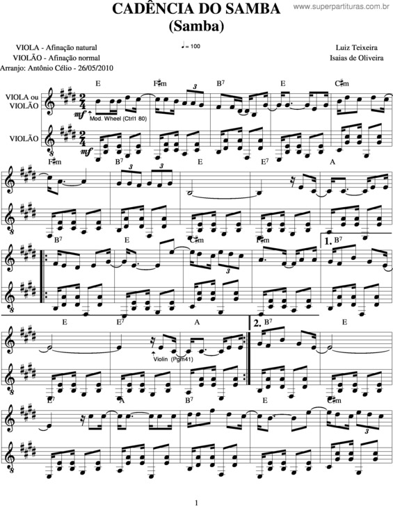 Partitura da música Cadência Do Samba v.7