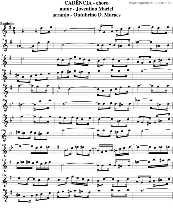 Partitura da música Cadência v.2