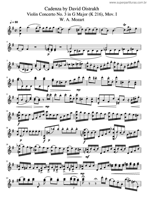 Partitura da música Cadenza