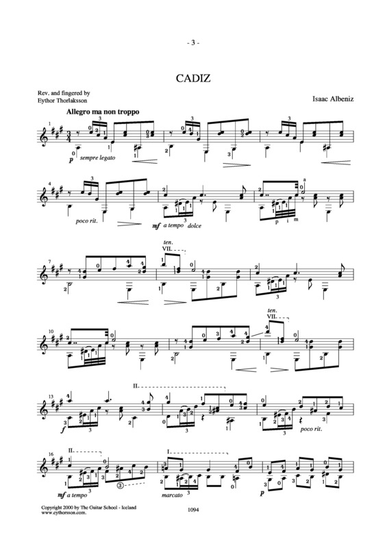 Partitura da música Cadiz 2