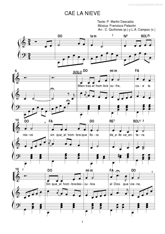 Partitura da música Cae la Nieve