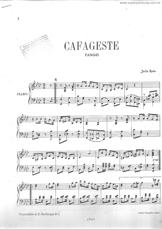 Partitura da música Cafajeste