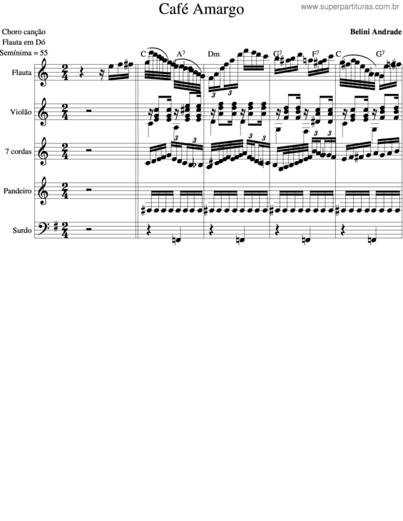 Partitura da música Café Amargo