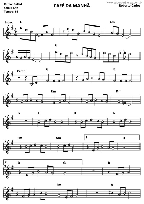 Partitura da música Café Da Manhã v.8