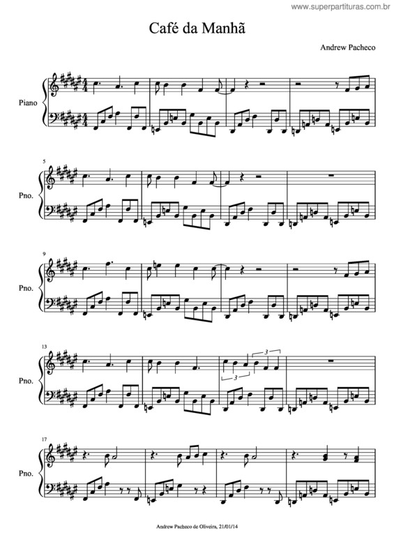 Partitura da música Café Da Manhã v.9