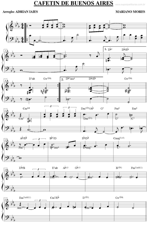 Partitura da música Cafetin de Buenos Aires