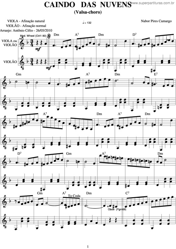 Partitura da música Caindo Das Nuvens v.3