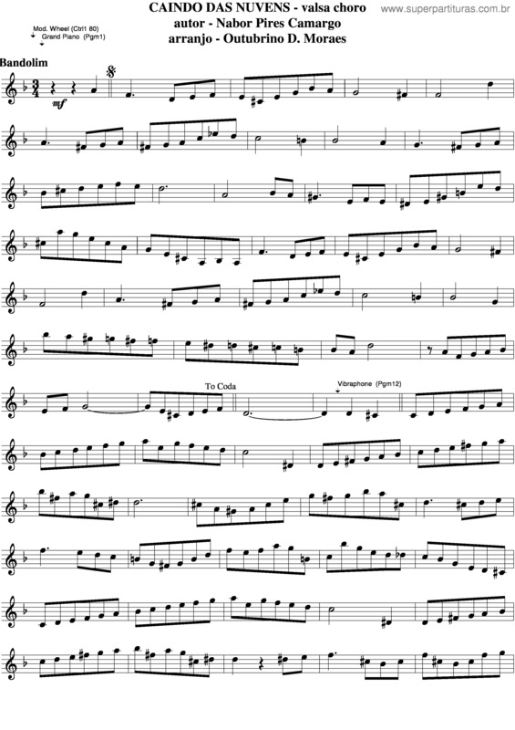 Partitura da música Caindo Das Nuvens v.5