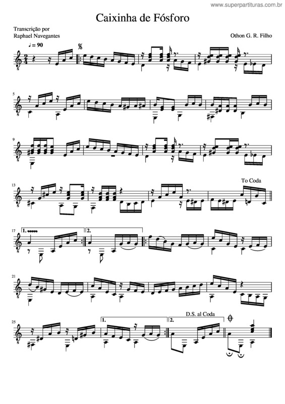 Partitura da música Caixinha De Fósforo v.2