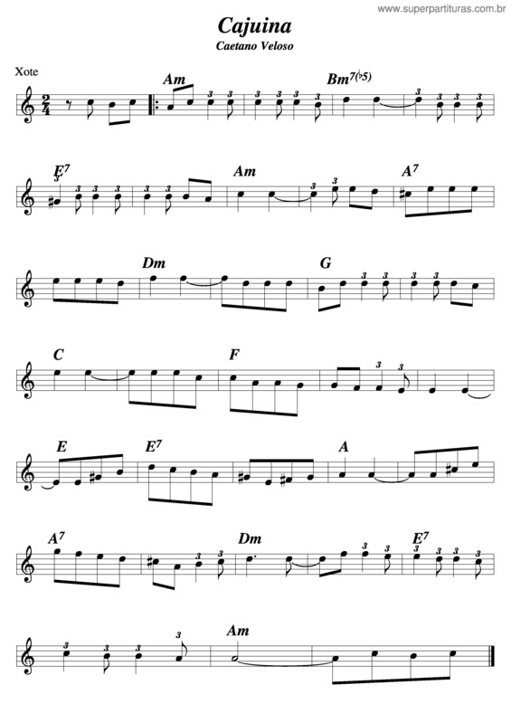 Partitura da música Cajuina v.3