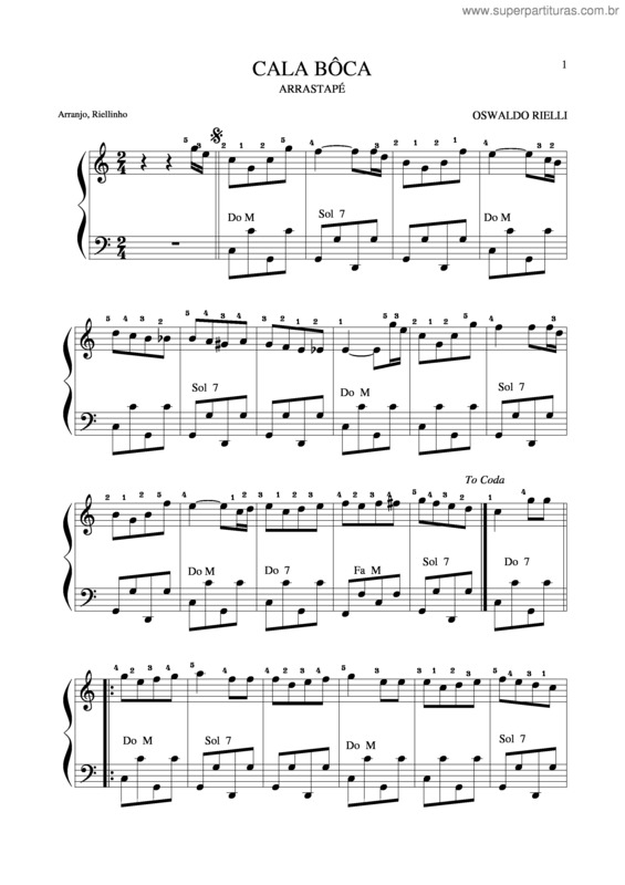 Partitura da música Cala Boca v.2