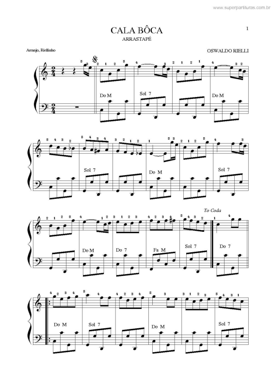 Partitura da música Cala Bôca