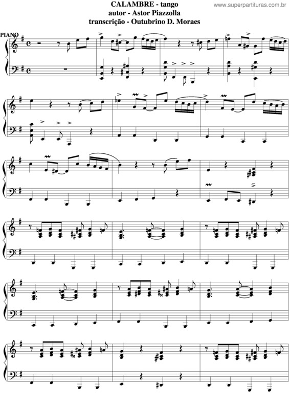 Partitura da música Calambre