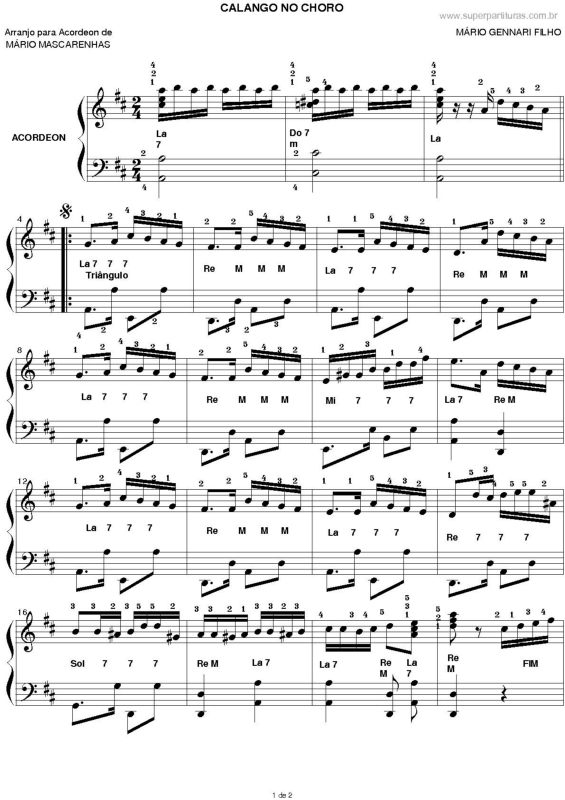 Partitura da música Calango No Choro