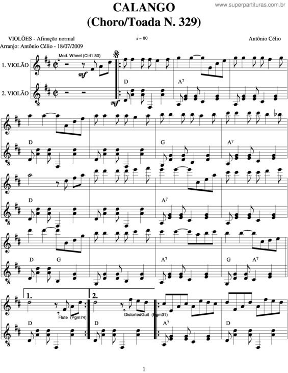 Partitura da música Calangon