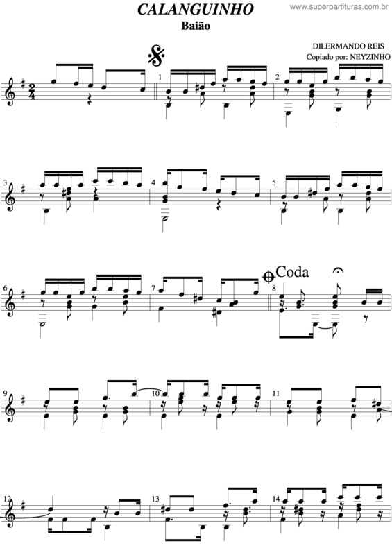 Partitura da música Calanguinho