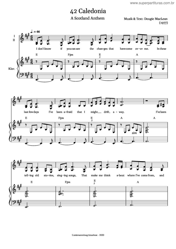 Partitura da música Caledonia – #42 Liedersammlung Hinzebeat 2020