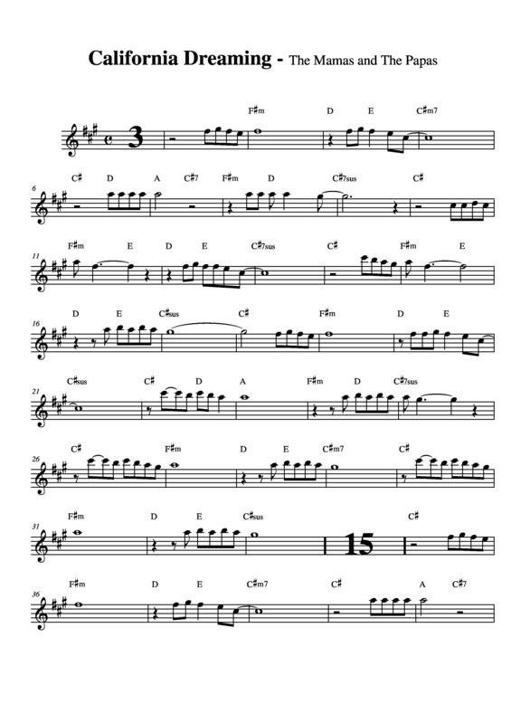 Partitura da música California Dreaming v.4