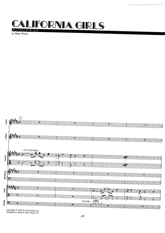 Partitura da música California Girls v.2