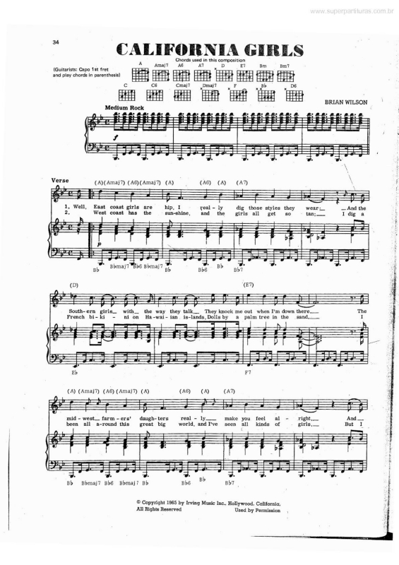 Partitura da música California Girls v.3