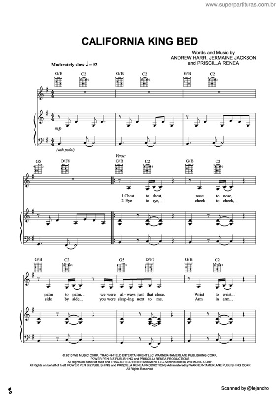 Partitura da música California King Bed v.3