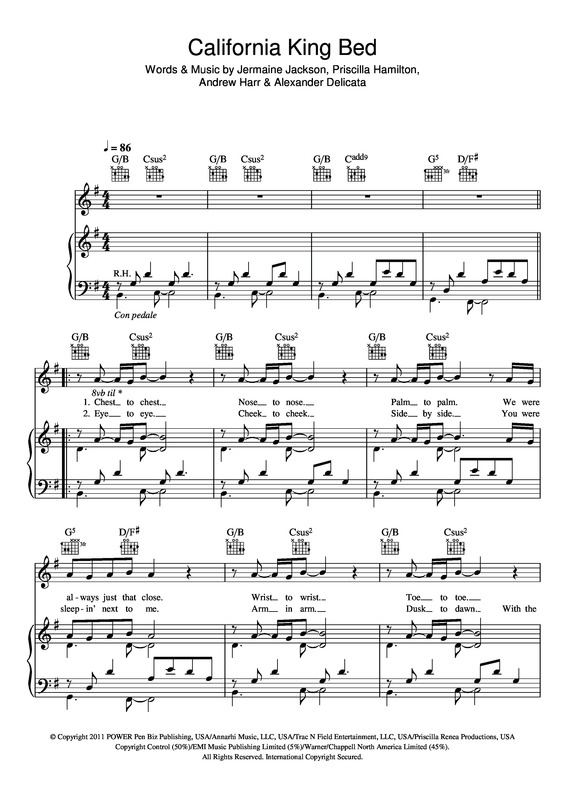 Partitura da música California King Bed v.4