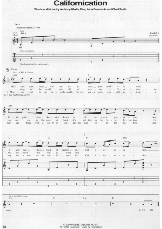 Partitura da música Californication v.4