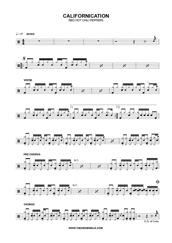 Partitura da música Californication v.5