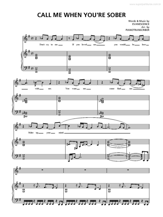 Partitura da música Call Me When You`re Sober