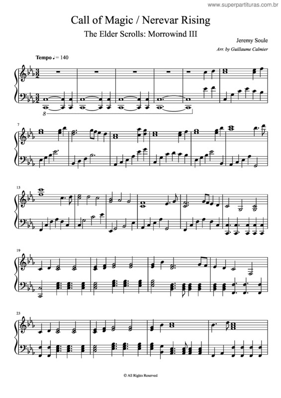Partitura da música Call Of Magic / Nerevar Rising – The Elder Scrolls: Morrowind