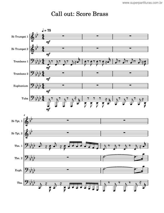 Partitura da música Call Out Stand Tune Brass Score