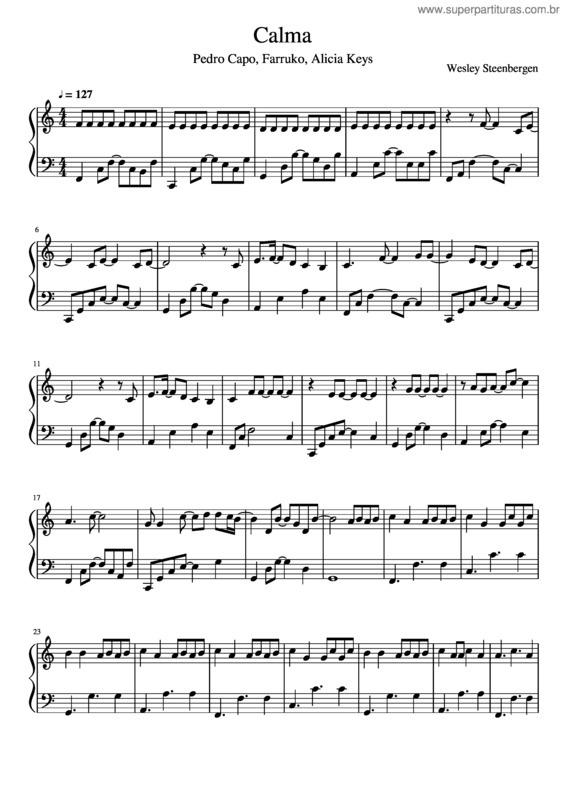 Partitura da música Calma Pedro Capo Farruko Alicia Keys