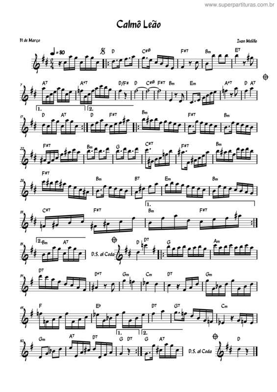 Partitura da música Calmô Leão