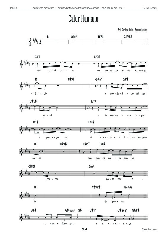 Partitura da música Calor Humano