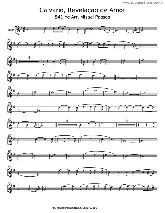 Partitura da música Calvário, Revelação De Amor 541 Hc – José Pimentel De Carvalho