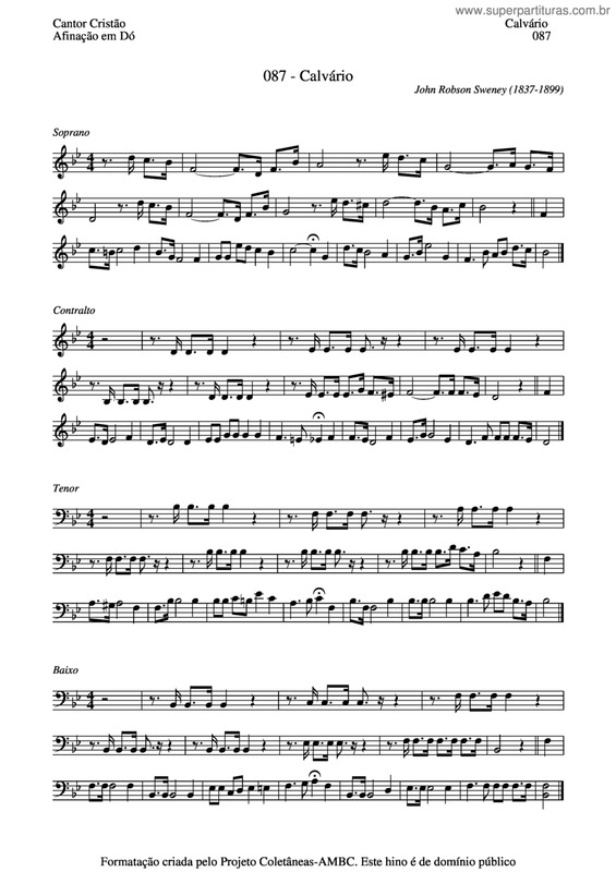 Partitura da música Calvário v.2