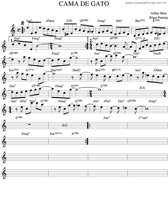 Partitura da música Cama De Gato