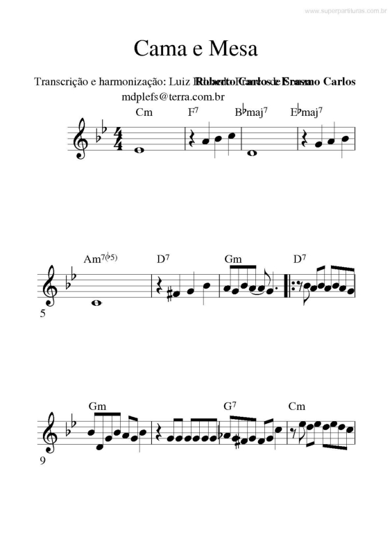 Partitura da música Cama e Mesa v.4