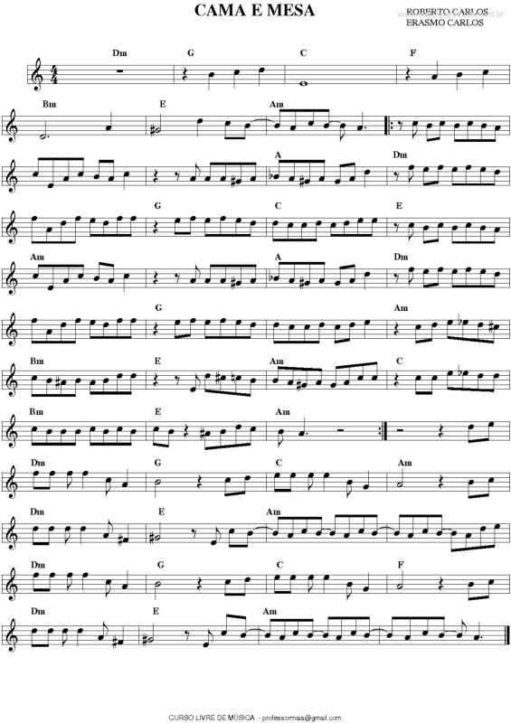 Partitura da música Cama e Mesa v.5